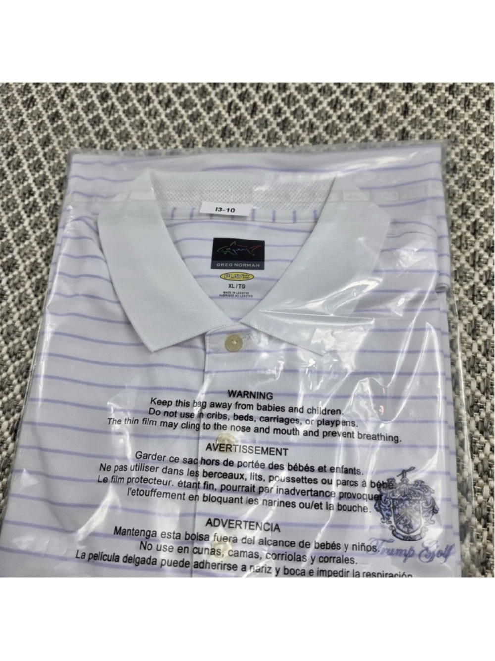 Greg Norman TRUMP NATIONAL DORAL Gray Striped Golf Polo Shirt Mens XL - Picture 8 of 8